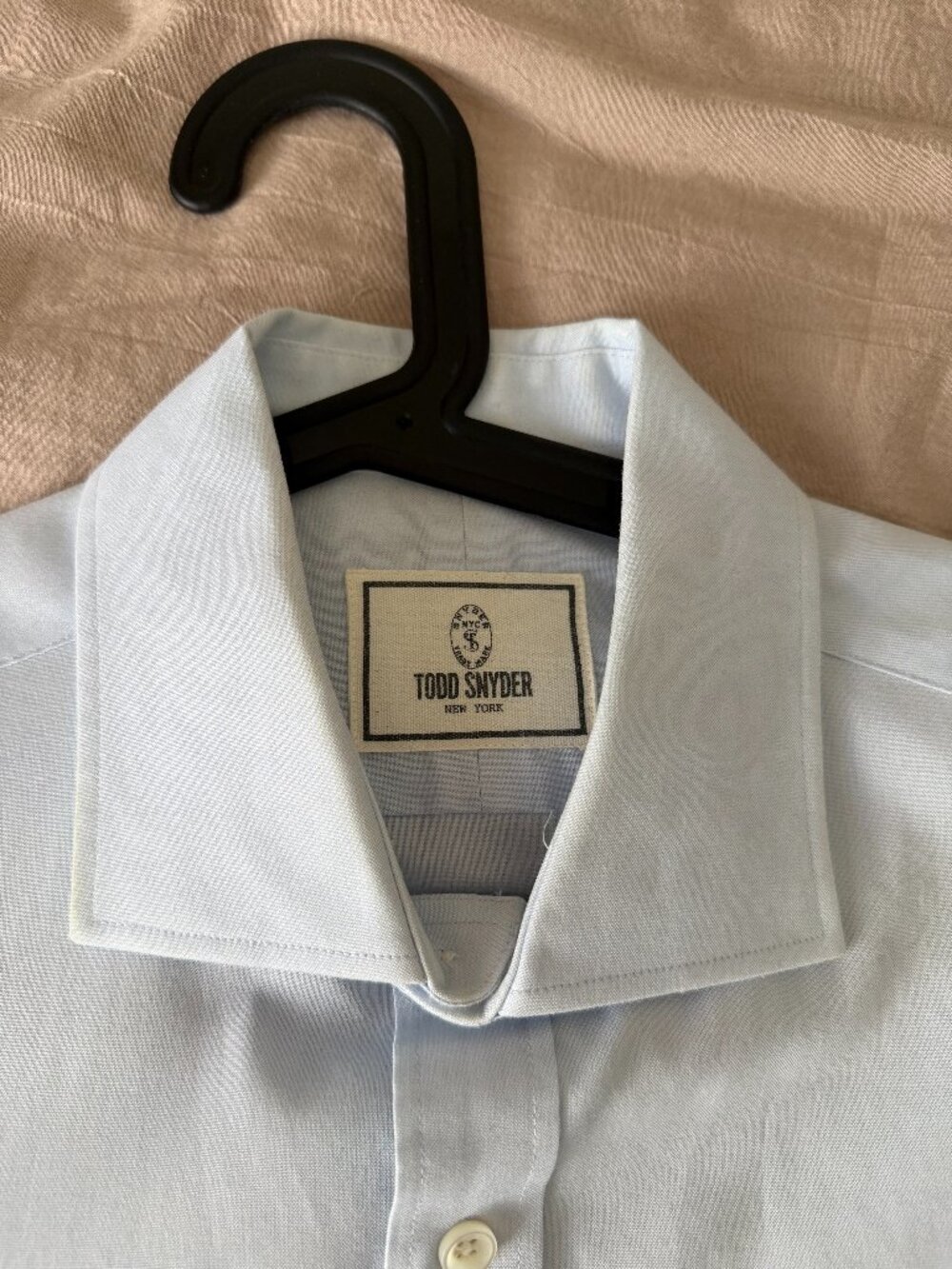 Todd Snyder Spread Collar Dress Shirt in Solid Blue Size 16 / 32